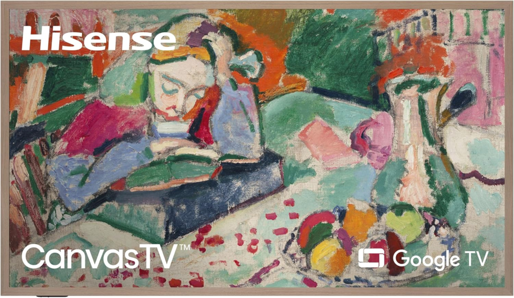 Hisense 65-inch QLED 4K CanvasTV Series with Dolby Vision HDR, anti-glare panel, and Art Mode for a high-quality viewing experience.