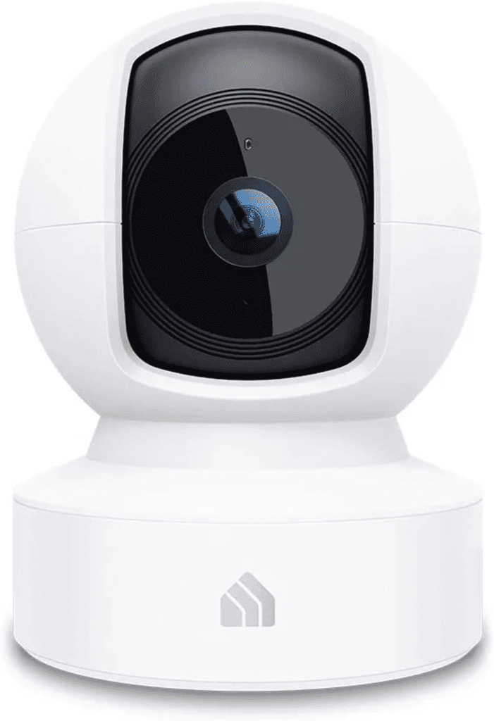 Kasa 1080p HD indoor smart security camera with night vision, motion detection, and cloud/SD storage options.