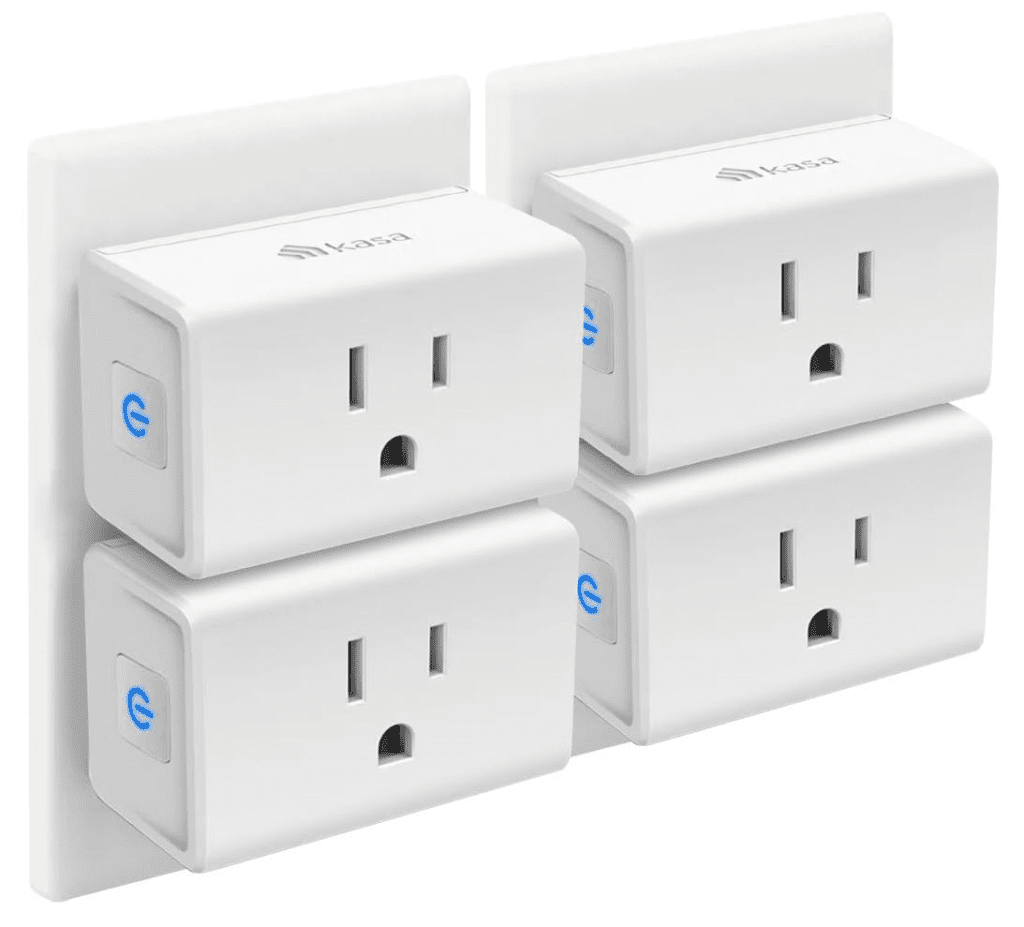 Kasa Smart Plug Mini 15A, Wi-Fi-enabled outlet with Alexa, Google Home, and IFTTT support for home automation.
