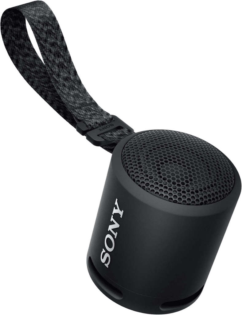 A compact, waterproof Sony Bluetooth speaker with deep bass, 16-hour battery life, and a lightweight, travel-friendly design.